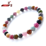 灵菲灵菲 碧玺单圈手链时尚单圈女款水晶饰品手串情人节送女友 珠径约6mm