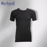 百富（BYFORD）男士圆领打底衫棉针织内衣短袖T恤男通勤打底上衣休闲汗衫MW8824 MW8824黑色-圆领-有LOGO(推荐) XL