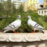 慧祥 创意户外花园庭院阳台装饰摆件工艺品仿真动物雕塑鸽子摆件 灰鸽一对