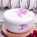 后海微波炉专用碗陶瓷带盖保鲜饭盒泡面碗蒸蛋碗骨瓷汤碗大号饭碗家用 丝水柔情 6英寸1000ML【可微波】