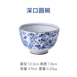 光峰日式陶瓷饭碗面碗釉下彩日本进口清新小蓝芽轻量瓷餐具微波炉适用 深口饭碗4.8英寸