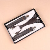 皇商男士女士纯色弹力吊带吊裤带Y型背带夹 糖果色精美礼盒 4夹风雨带皮3.5cm宽-加长款