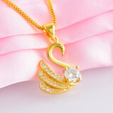 佩川 越南沙金天鹅项链女时尚百搭新娘镀金项链花生欧币金饰品送女友礼物 天鹅项链