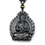 添祥 天然黑曜石八大守护神本命佛吊坠  附鉴定证书 生肖属羊 猴  大日如来