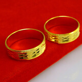 千影珠宝 黄色金戒指男士女款食指环情侣对戒 学生小号戒子镀金仿真砂金首饰送礼物尾戒子圈戒 单个价港码16-17号