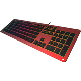 B.FRIENDit 超薄静音键盘 铝合金面板巧克力键盘 有线usb外接台式电脑笔记本键盘 RGB背光薄膜游戏办公键盘 酒红色【合金面板+背光】RGB