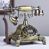 慕予臻 欧式复古电话机家用仿古座机固定电话客厅座机摆件无线插卡机 插线款：背光免提-双铃版-古铜色