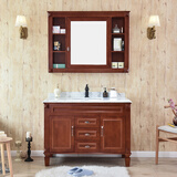 毓扬新中式实木落地浴室柜组合橡木洗脸盆洗手池卫生间仿古卫浴柜 90公分