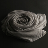 达芬奇密码100%桑蚕丝经典纯色时尚优雅气质女丝巾真丝长款围巾纱巾披肩防晒 灰色