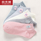 俞兆林 5双盒装袜子女短袜浅口秋冬款棉质女船袜布标喵咪纯色棉袜舒适透气糖果系 5双蝴蝶结喵咪短袜女 均码(34-39)