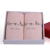 金号毛巾家纺 纯棉枕巾一对2条装 绣花包边枕巾 经典素雅 礼盒两条装 红色