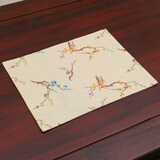 艺必旭织锦缎双层碗垫餐垫餐布桌垫西餐垫布艺杯垫隔热垫盘垫  定制 浅黄喜梅 31*40