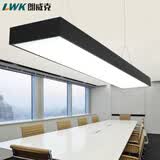朗威克灯饰 办公室led吊灯长方形日光灯工作网吧网咖室会议室写字楼现代简约长条吊灯方角条形灯具 方角吊线1200x300黑框白光