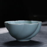 祥业 汝瓷开片可养汝窑茶杯茶具套装功夫品茗杯普洱品杯汝瓷主人单杯 梅花杯