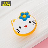 易嘉儿童房柜门拉手 衣柜橱柜抽屉拉手卡通软橡胶安全柜子把手 防撞单孔-KT猫