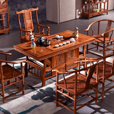 古艺匠人红木家具非洲花梨（学名：刺猬紫檀）茶桌 新中式实木茶桌椅组合茶台功夫茶几 单张宝鼎茶桌