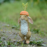 真自在新品小兔子摆设客厅花盆摆件田园风格装饰品创意工艺品礼品儿童节送朋友生日礼物 顶着萝卜的小兔子