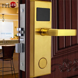 汇乐斯 门禁一体锁 刷卡锁 智能锁电子锁 感应锁IC卡锁 酒店锁宾馆磁卡门锁 金色黑屏 右开【平头】