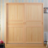 顾虎（GUHU）实木推拉门大衣柜省空间木质趟门新西兰松松木移门衣橱经济 180宽58深195高衣柜