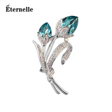 Eternelle法国永恒奥地利水晶花型胸针优雅气质胸花丝巾扣生日礼物 天蓝色