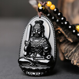 慈灵阁属蛇龙本命佛守护神大日如来菩萨普贤黑曜石吊坠男女项链生肖饰品 生肖鸡-不动尊菩萨