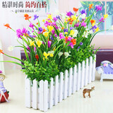 礼赫家饰 仿真花蝴蝶兰套装 整体花艺 假花塑料花装饰花绢花客厅摆件花艺栅栏花盆栽摆设 100厘米白色实木栅栏+混色蝴蝶兰套装
