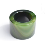 艺沁轩玛瑙扳指水晶绿玉髓缠丝玛瑙戒指男女款玉石指环珠宝玉器 草绿色