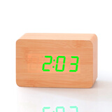 康巴丝（Compas） 闹钟创意声控夜光电子时钟时尚木头钟表座钟客厅床头 1158竹木绿显升级版