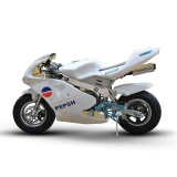 朗创49cc迷你摩托车两冲程混合油燃油版小跑车手拉式启动小型跑车 白色