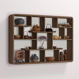 翠兰置物架墙上实木壁挂墙壁装饰架博古架多宝阁博物架茶具架中式挂墙 款式1（81*56*12cm）