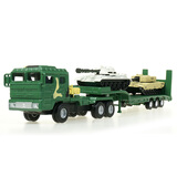 凯迪威合金军事运输车模型1:64拖车带小坦克车军事儿童玩具车模型 迷彩绿