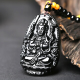 慈灵阁属蛇龙本命佛守护神大日如来菩萨普贤黑曜石吊坠男女项链生肖饰品 生肖鼠-千手观音