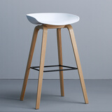 佳匠商场柜台实木家用吧台凳现代吧椅咖啡厅酒吧椅子定制客厅高腿凳子 白色 矮款 65cm