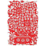 个性一百百福图CAK2108订制中国剪纸工艺品马年窗花玻璃贴福字贴纸作品大个性订制 红色 高100CM