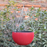 曼杉园（manshanyuan） 藤编吊兰盆 吊兰绿萝垂吊植物花盆 阳台庭院 吊篮盆 藤编吊篮盆(枣红色) 大