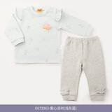 衣拉拉春秋款婴儿圆领套装0-1岁女童分体打底衣宝宝衣服新舒绒棉可外出 爱心派对(浅灰蓝) 73码建议身高65~70cm