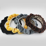 毛绒伸缩方向盘套 汽车把套 冬季毛绒 方向盘套 黑 38cm