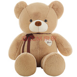 怡乐熊毛绒玩具熊公仔布娃娃泰迪熊玩偶狗熊熊猫礼物情人节女孩生日礼物 丝带熊-浅棕色 全长80cm