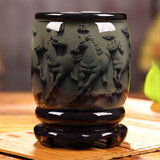 礼之源 办公桌笔筒家居办公室摆件创意装饰品实用商务礼品教师节礼物 瓦当八骏图