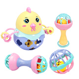 育儿宝（Yu Er Bao）婴儿玩具0-1岁手摇铃沙锤礼盒宝宝新生儿3-6个月抓握训练满月礼物 摇铃礼盒四件套【不可高温水煮】