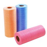 Jepoo无纺布免洗抹布洗碗布 环保无纺布一次性洗碗巾 混色3卷*50片（颜色随机）