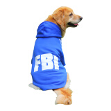 小不点狗狗衣服FBI 大狗衣服秋冬装 中大型犬宠物服装金毛萨摩拉布拉多 FBI加厚款-蓝色 L-胸围90 背长65（适合40-55斤中大型犬）