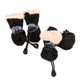 阿莫尔狗狗鞋子狗鞋子泰迪博美贵宾比熊小狗鞋靴子透气脚套防水宠物鞋 加绒/黑色/防水布 XL 5号