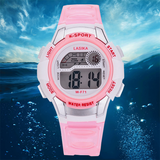 拉斯卡(LASIKA)学生儿童手表女孩电子表男孩学生防水夜光闹钟小孩糖果色 71粉红