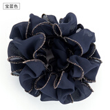 发圈娟纱柔美优雅高弹力扎马尾盘发绑发头绳皮筋成人简约发饰女布艺橡皮筋头花 宝蓝色