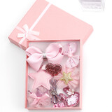 牧汀 儿童礼物送女孩子生日礼物女童发饰头饰礼盒小朋友扎头发夹公主10件套装女生头饰宝宝刘海夹套装饰 粉色