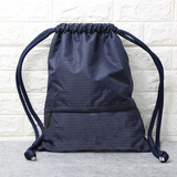 布简单时尚简约束口袋抽绳双肩包男女通用户外旅行背包折叠运动健身包 深蓝色（小号）