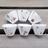 启慧捷白瓷茶具套装茶杯 家用办公陶瓷一口杯6只装品茗杯饮茶小杯 红衣斗笠杯