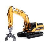 汇纳玩具（HUI NA TOYS）合金挖掘机工程模型玩具车套装大号仿真建筑运输静态儿童男孩礼物 1:50抓木机