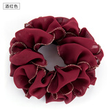 卡燕发圈娟纱柔美优雅高弹力马尾盘发绑发头绳皮筋成人简约发饰女布艺 S197 酒红色